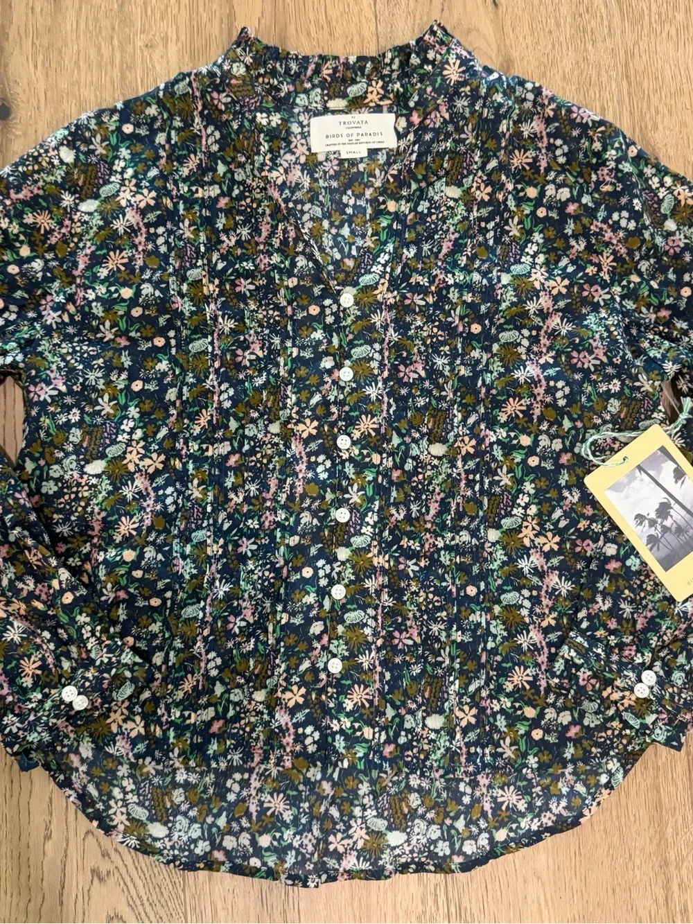 BNWT Trovata Birds of Paradis Finley Floral Pintuck Blouse size XS $288